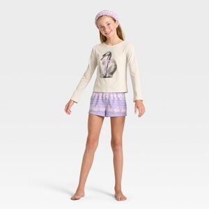 Girls' 2pc Long Sleeve Pajama Set with Spa Headband - art class™ Purple XXL